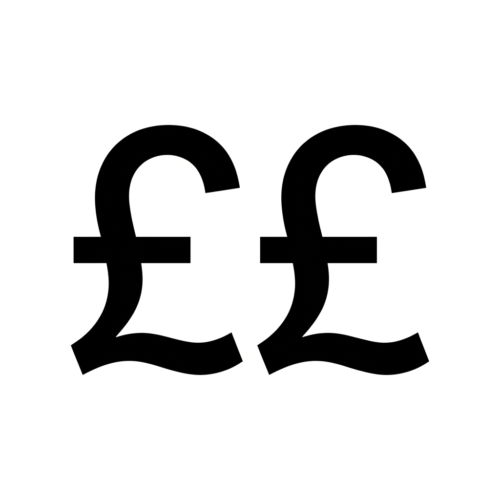 Two black pound sterling currency symbols on white background